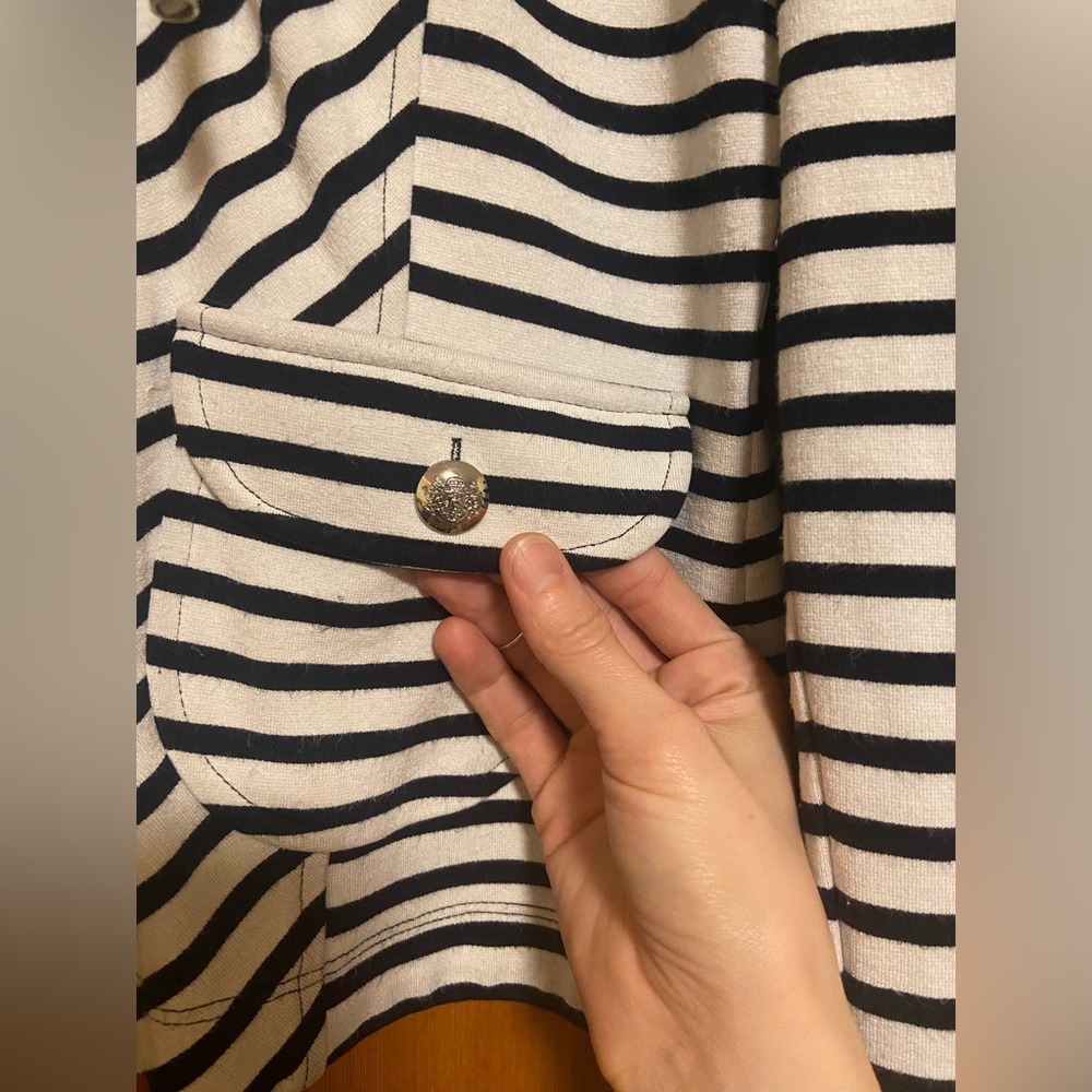 Joseph Ribkoff Striped Zip-Up - Picture 4 of 9